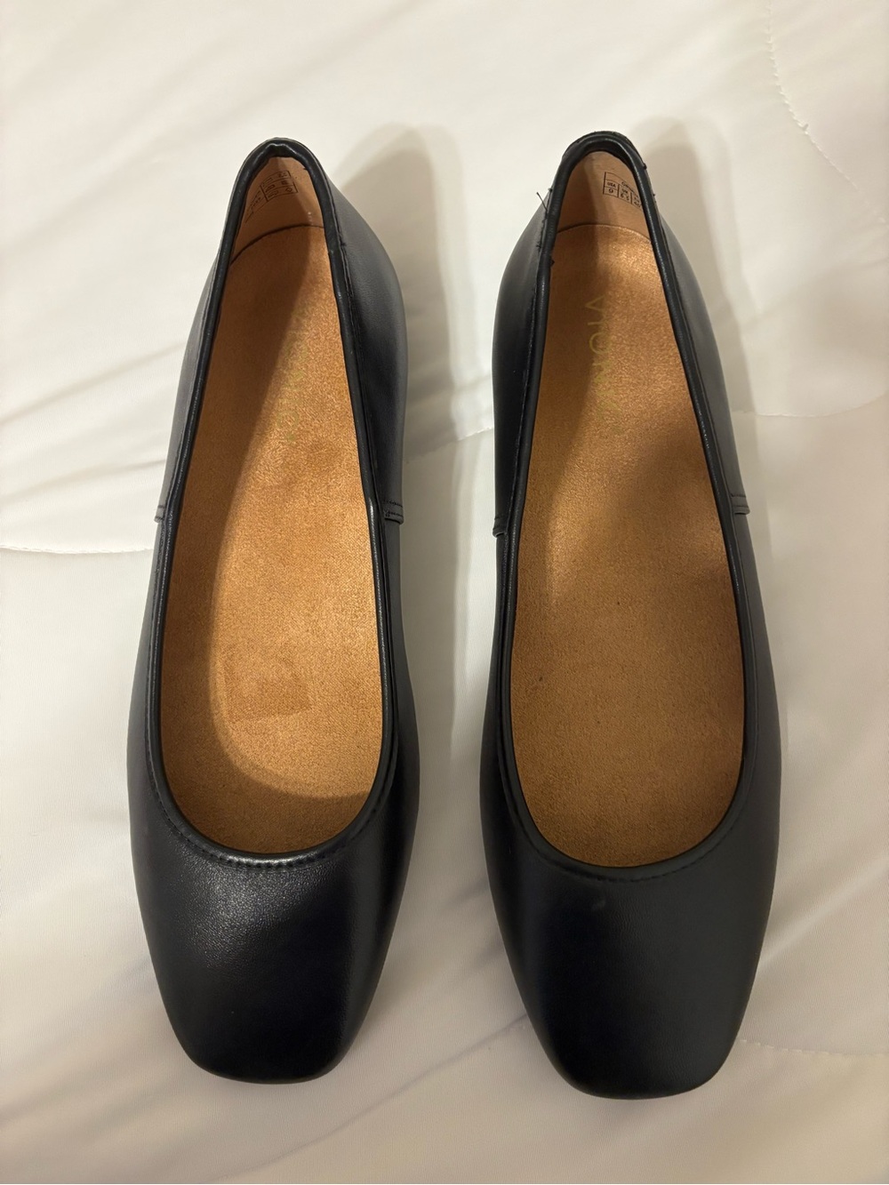 Vionic Orinda Black Ballet Flats Square Toe Wide Size 9